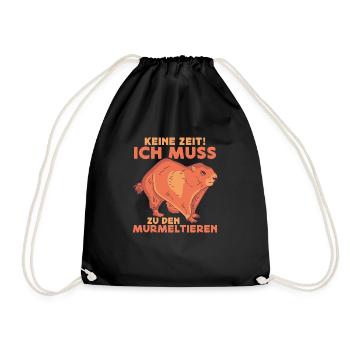 No time! I have to go to the groundhog animal - Drawstring Bag - black - Front
