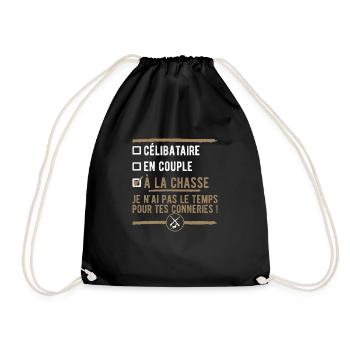 à la chasse t shirt chasseur humour - Sac de sport léger - noir - Devant