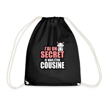 j'ai un secret je vais être cousine - Sac de sport léger - noir - Devant