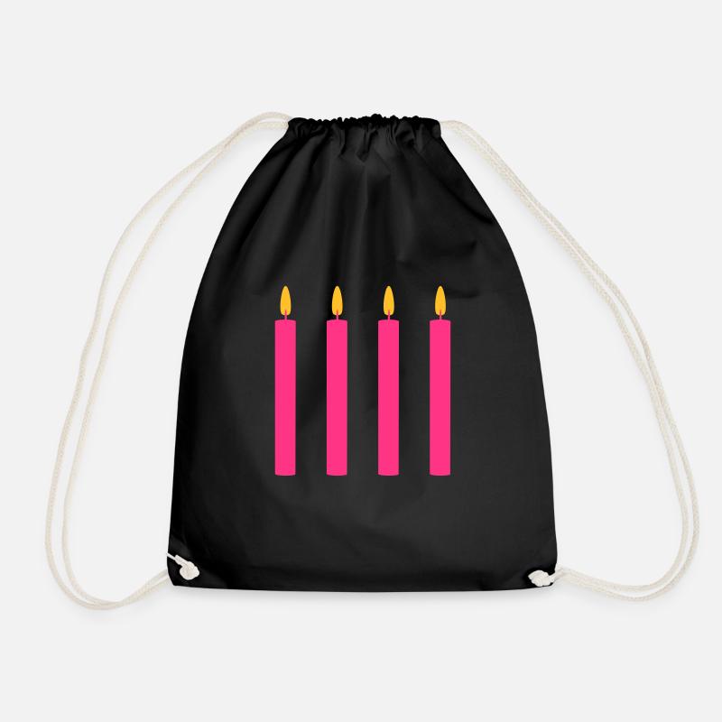 4 candles / / four / / fourth birthday / / fourth - Drawstring Bag - black