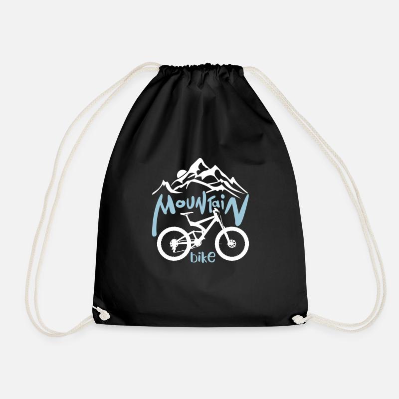 Mountain Bike Funny - Drawstring Bag - black
