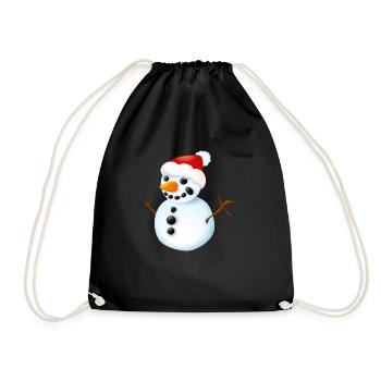 Smiley Snowman - Turnbeutel - Schwarz - Vorne