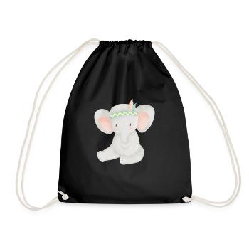 Boho Elefant - Turnbeutel - Schwarz - Vorne