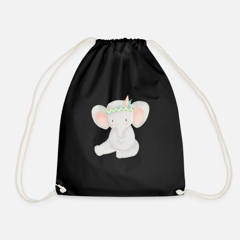 Boho elephant - Drawstring Bag - black