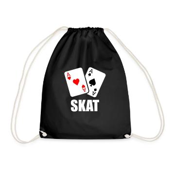 Skat Karten Spieler - Skat Hobby - Turnbeutel - Schwarz - Vorne