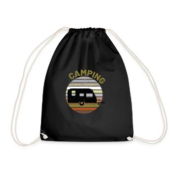 conception de caravane de camping - Sac de sport léger - noir - Devant