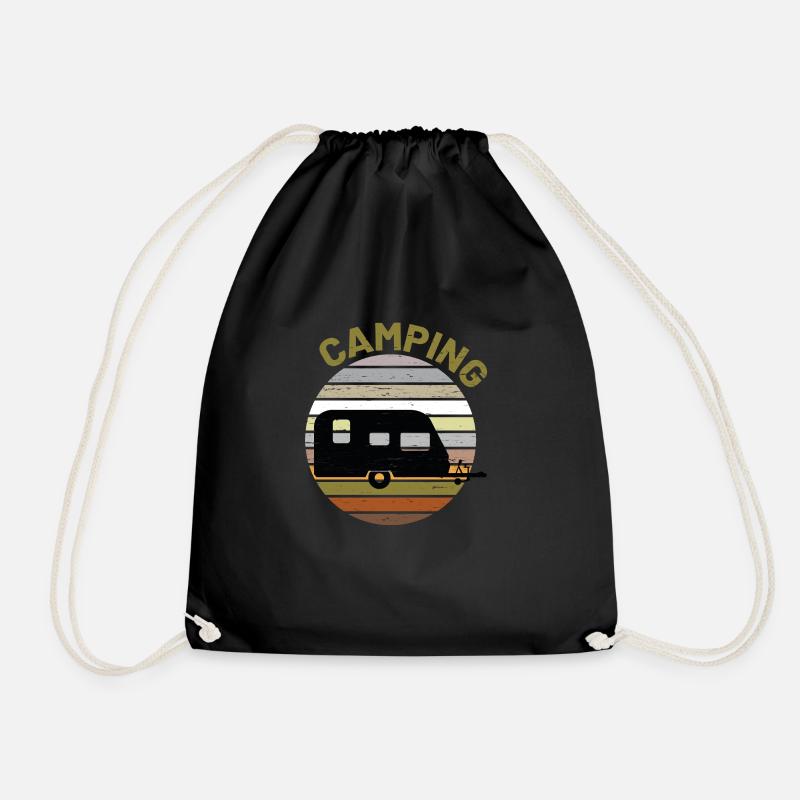 camping caravan design - Drawstring Bag - black