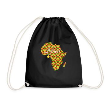 Woezoo - Africa map printed fabric - Drawstring Bag - black - Front