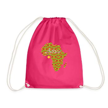 Woezoo - Africa map printed fabric - Drawstring Bag - fuchsia - Front