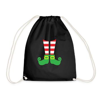 christmas elf leg costume - Drawstring Bag - black - Front