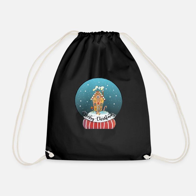 Snow globe merry christmas - Drawstring Bag - black
