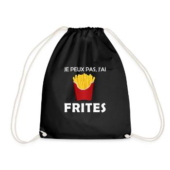 je peux pas j'ai frites / humour frites - Sac de sport léger - noir - Devant