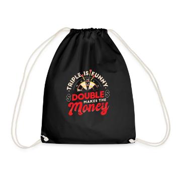 Darts Triple Is Funny Double Makes The Money Red - Drawstring Bag - black - Front