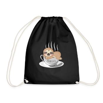 Sloffee | Sloth Funny Animals Coffee Lazy - Drawstring Bag - black - Front