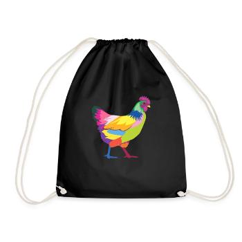 Colorful chicken rainbow hen - Drawstring Bag - black - Front