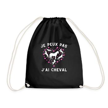 JE PEUX PAS J'AI CHEVAL - Rose & Blanc - Sac de sport léger - noir - Devant