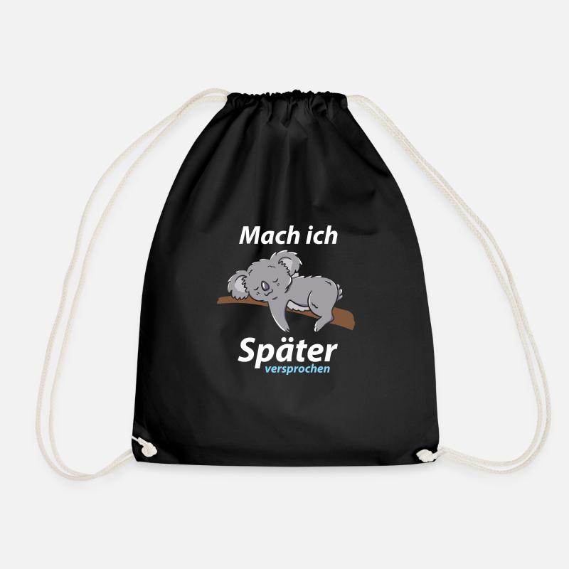 Mach ich später versprochen! Koalabär Shirt - Turnbeutel - Schwarz