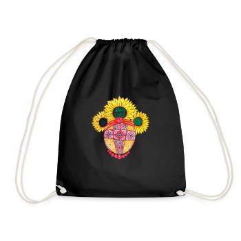 Motanka. Ukrainische Puppe. Ukrainische Sonnenblumen - Turnbeutel - Schwarz - Vorne