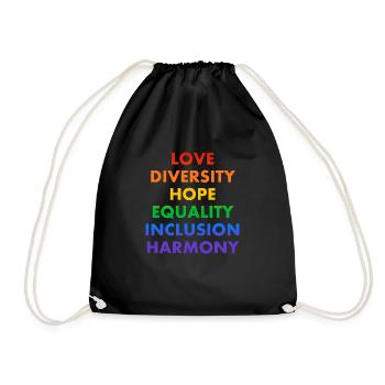 AMOUR DIVERSITÉ ESPOIR ÉGALITÉ INCLUSION HARMONIE - Sac de sport léger - noir - Devant