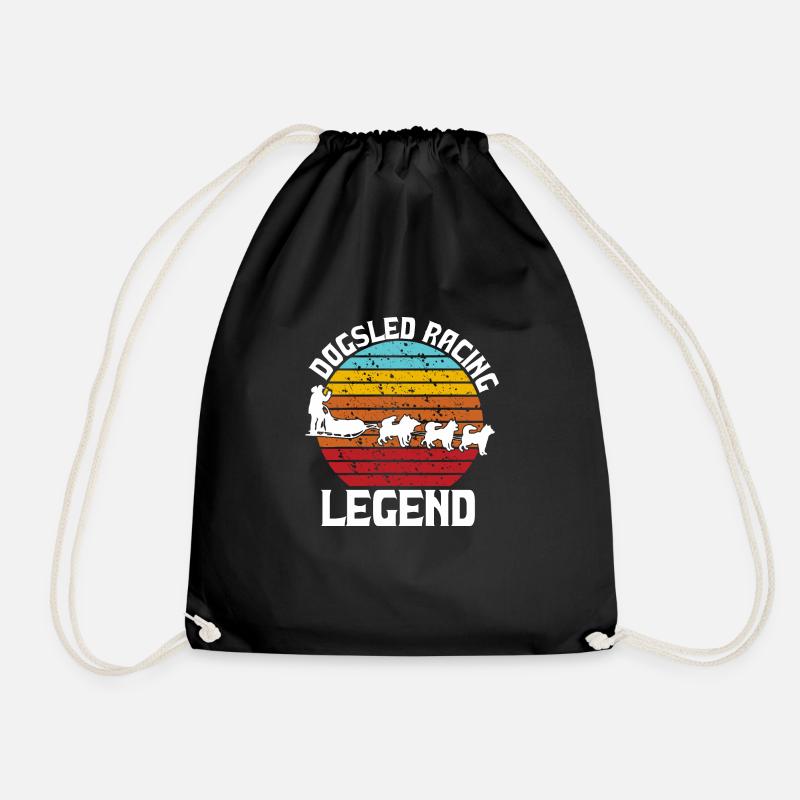 Sled Dogs and Sledding Legend - Drawstring Bag - black