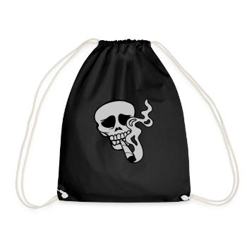 Squelette du crâne fumant de l’herbe - Sac de sport léger - noir - Devant