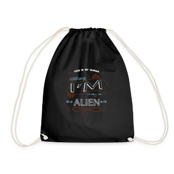 present idea alien i don't speak human - Drawstring Bag - black - Front