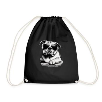Chiens bouledogues avec lunettes de soleil motif cool - Sac de sport léger - noir - Devant