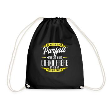 cadeau grand-frère / pas parfait mais grand-frère - Sac de sport léger - noir - Devant