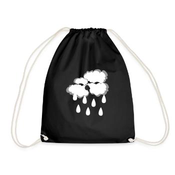 Regenwolke, Vektorgrafik - Turnbeutel - Schwarz - Vorne
