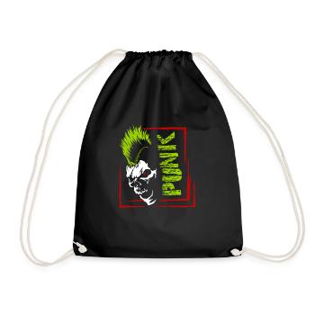 Punk Musik Punker Punkrock Irokesenschnitt Rocker - Turnbeutel - Schwarz - Vorne