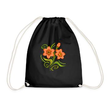 Blumen - Turnbeutel - Schwarz - Vorne
