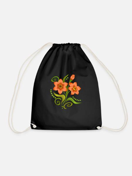 Flowers - Drawstring Bag - black
