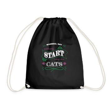 aww pet funny sayings bow tie pet cat kitty gift - Drawstring Bag - black - Front