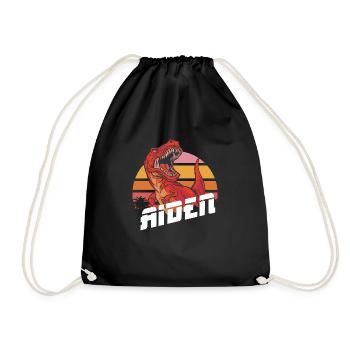 AIDEN - Beau prénom de garçon avec T-REX Dino - Sac de sport léger - noir - Devant