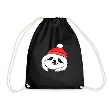 Faultier Weihnachten süß lustig Faultiere Tier 04 - Turnbeutel - Schwarz - Vorne
