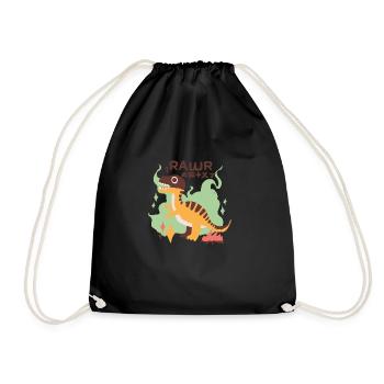 Dinosaurier Retro Asia - Turnbeutel - Schwarz - Vorne