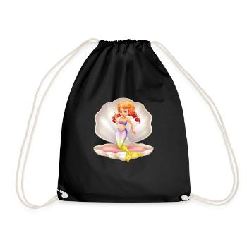 mermaid mermaid girl shell fin - Drawstring Bag - black - Front