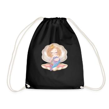 mermaid mermaid girl shell fin - Drawstring Bag - black - Front