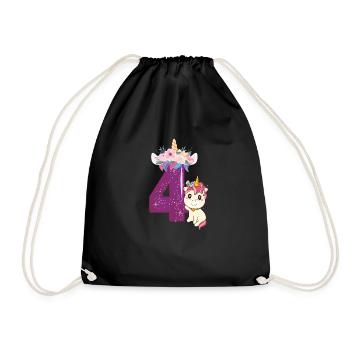 Bébé Licorne Anniversaire Numéro Quatre Arc-en-ciel Mignon - Sac de sport léger - noir - Devant