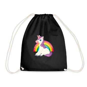 Bébé licorne mignon arc-en-ciel mignon - Sac de sport léger - noir - Devant