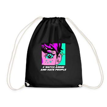 I watch anime Japanese manga introverted - Drawstring Bag - black - Front
