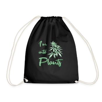 I love plants - Canabis - Drawstring Bag - black - Front