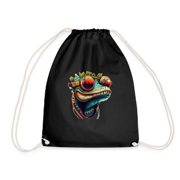 Crocodile head as a reptile in cool with sunglasses - Drawstring Bag - black - Front