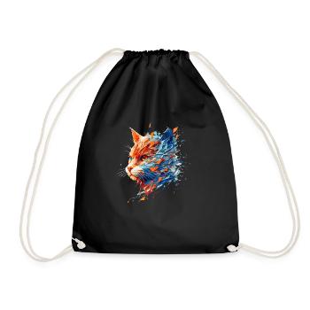 tiger house tiger as colorful kitten cat - Drawstring Bag - black - Front