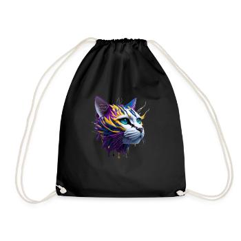 cat lovers, cat 3d ,tabby cat - Drawstring Bag - black - Front