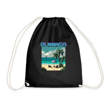 Summer vibes, Summer palms, Retro Summer - Turnbeutel - Schwarz - Vorne
