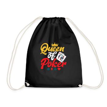 Queen Of Poker Card Player Gambling - Drawstring Bag - black - Front