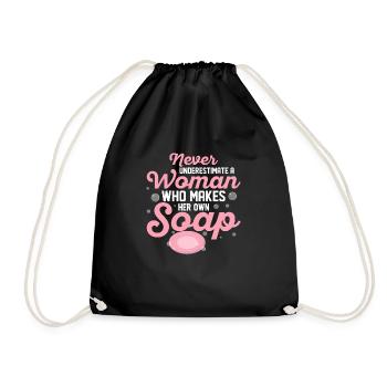Never Underestimate A Woman Soapmaking Soapmaker - Drawstring Bag - black - Front