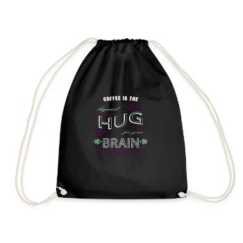 caffeine gift idea geek drinking happy gift - Drawstring Bag - black - Front