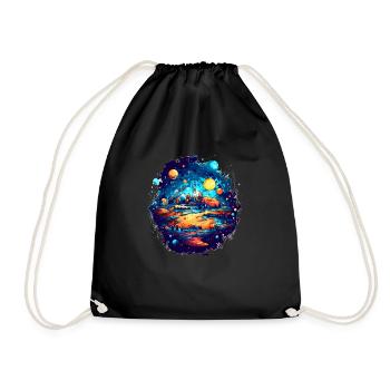 La vue sur un système solaire extraterrestre avec des planètes - Sac de sport léger - noir - Devant